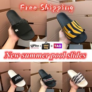 Free Shipping Mens Womens Summer Rubber Pool Slippers Sandals Beach Slide Fashion Scuffs Slipper Font Indoor Shoes Size 36-46