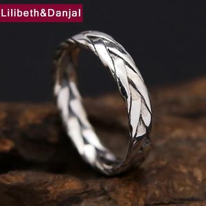 Anéis tecidos 925 prata esterlina anel masculino jóias artesanais noivado anel de casamento presente vintage jóias finas r14