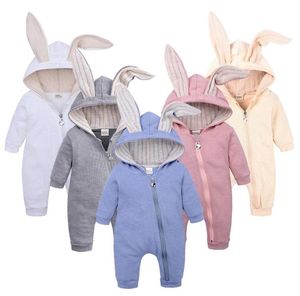 Hösten vinter baby pojke flicka kanin romper ins jul nyfödda stora öron huva varm jumpsuit småbarn spädbarn barn sömnsuit övergripande cl2121784