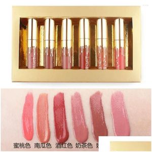 Lip Gloss 6 Conjunto Kylie Antiaderente Copo Ouro Não Desaparece Hidratante Matte Líquido Batom Coreano Tint Make Up Drop Delivery Saúde Bea Otbh5