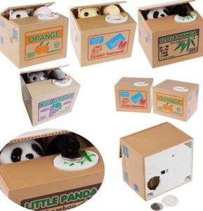 Cat Panda Stealing Money from You Mechanical Coin Piggy Bank Mischief Saving Box Piggy Bank Rolig gåva för barn KKA30805362526