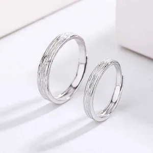 Anelli a grappolo Anello per coppia con timbro temporale in argento sterling S925: un paio di stili maschili e femminili, design piccolo, semplice, per studenti, amore a lunga distanza