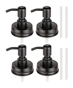 4Pack Mason Jar Soap Dispenser Lid Painted Black Rust Proof Lotion Dispenser Lid for Regular Mouth Mason Jar11076846