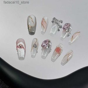 False Nails Aries | Constellation Joint Series Fairy Temperament Baa Hand-painted Manicure Wearing A Flashing Bow Fake Nails Q240122