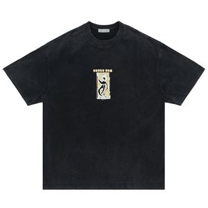 Camisetas vintage para homens estampadas manga curta oversized hip hop gola redonda camisetas de algodão roupas da moda