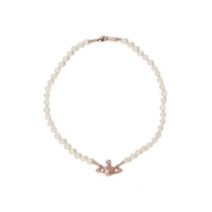 Satellite Necklace Designer Women Top Quality With Box Pendant Western Empress Dowager Rose Gold Pearl Necklace Female Style Rose Gold Planet Full Diamond Necklace