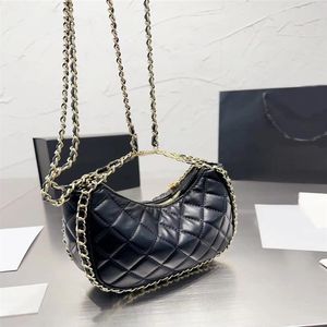 23P summer shoulder bags half moon small Hobo Bag formats Womens Shiny Light Gold Metal Black Lambskin Playful formats 2023220e