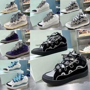 Designer Lavis Mesh Shoes Boot Uomo Donna Laceup Straordinaria Sneaker in pelle goffrata Curb Sneakers Pelle di vitello Gomma Nappa Suola con plateau