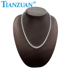 925 Sterling Silver Hiphop Jewelry Graduated Round Moissanite Tennis Necklace Rhodium Plated Customize Tennis Chain Link