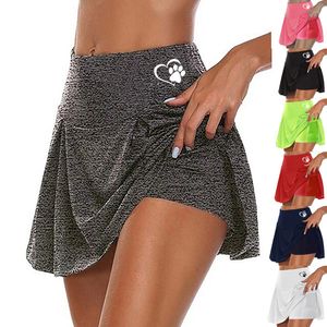 Bikinis Secret Women Skrit sommar över knä dubbelskikts sport shorts klänning snabbt torkning yoga sport leggings fitness shorts