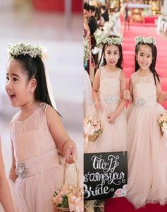 2015年のかわいいブラッシュピンクの花の女の子のドレス