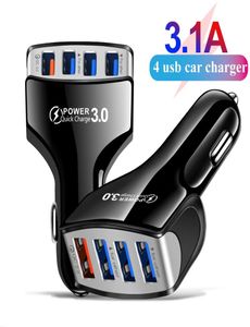 4 포트 USB 자동차 충전기 휴대폰 빠른 충전 어댑터 iPhone QC 30 전화 충전 3554750