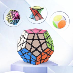 Andra leksaker Magic Math Cube Irregar Spring Brush Sticker Mirror Game Cylindrical Square Abs Mtistage Intelligent Grid Cubo Piramide Rin Otmib