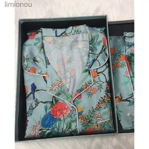 Kobiety Sleep Sleep Lounge Silk Silk Damskie piżamę z długim rękawem Kombinezon Kwiecztu Kwiat Kwiat z drukowaniem wysokiej klasy jedwabiu można nosić na zewnątrz dom do domu, piżamasl240122
