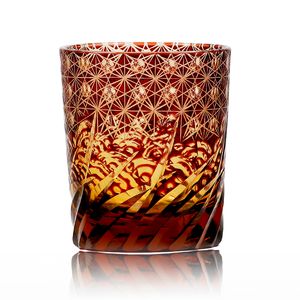 Edo Kiriko Glass Waves Starry Sky Grawering Wine Cup Color Glass Whisky Liquor Tumbler 1PCS