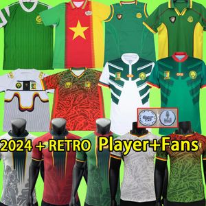2024 Kamerun Soccer Jerseys 2023 Anguissa Aboubakar Bassogog Player Version Cameroun Retro 2002 Vest Football Shirts T 1990 1994 1998 ärmlös Mboma 90 94 98 23 24 24