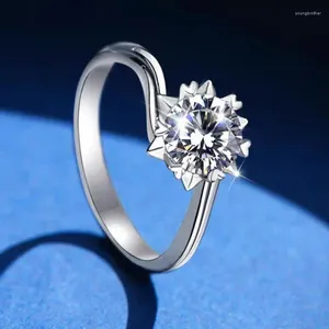 Cluster Rings 2 S 925 Sterling Silver Diamond Women Real Moissanite Electroplating Platinum Ring Girlfriend Mom Gifts