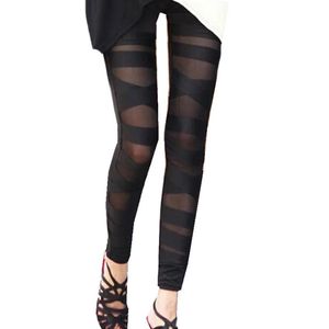 Capris Sexy Leggings Mesh Women Legnins Halloween Готические леггинги Слим эластичные блюда черные повязки Femme черная панк -рок -брюки