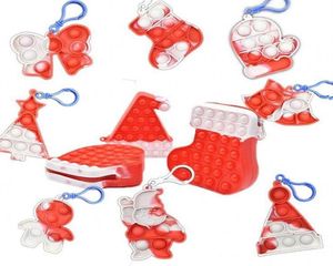 Sensory Toys Push Christmas Series Children Bubble Music Keychain Santa Claus Gingerbread Man Tree Fjäril för barn Xmas Giftssa042873973