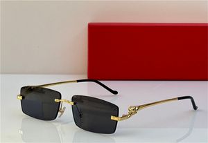 Neue quadratische Sonnenbrille mit modischem Design, 0430S, exquisiter K-Goldrahmen, randlose Linse, einfacher und großzügiger Stil, vielseitige UV400-Schutzbrille für den Außenbereich