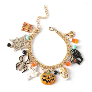 Braccialetti con ciondoli Bracciale di Halloween Punk gotico Scheletro Zucca Ragno Fantasma Teschio Regali per feste per donne Uomini Braccialetti