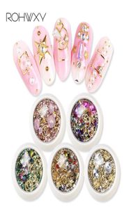 ROHWXY Nuovo Nail Art Lega di Cristallo Lucido 3D Nail Art Strass Gioielli per unghie Gioielli con diamanti Ornamenti Unghie Gemme di fascino DIY3787543