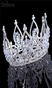 Sorberna prata redonda casamento coroa acessórios de cabelo grandes tiaras noivas halloween acessórios de cabelo para mulheres dropship fornecedores 1287634