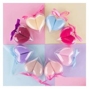 Spugne Applicatori Cotton Makeup Super Soft Love Confezione da due pezzi Puzzle in polvere Set spugna asciutta e bagnata Scatola a forma di cuore Beauty Egg Drop Deliv Ot0X9