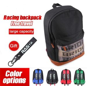 JDM tarzı gelin kumaş yarış sırt çantası tuval backpack motosiklet sırt çantası anahtarlık ile seyahat bagajı okul çantası rsbag0409001151674