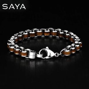 Bracelets Men Fashion Bracelets Tungsten Carbide Links Chain Bracelets Inlay Natrual Wood Length 18.5/19.5/20.5cm,Free Shipping