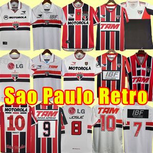 Sao Paulo Mens 축구 유니폼 홈 화이트 어웨이 레드로 축구 셔츠 Camisetas de Futebol Short Sleeve 07 08 93 94 99 00 1991 1999 2007 2008 1993 1994 Elivelton Anilton