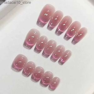 False Nails 10 Pcs Wearing False Nails Fake Nails Pure Handmade Bayberry Crushed Ice Complimentary Nail Enhancement Kit Q240122