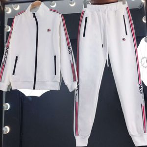 Kvinnor Set Designer Tracksuit Fashion Cotton Stand-Up Collar dragkedja Sportkläder Sidan Broderi Grafiska tvådelar Pants Set