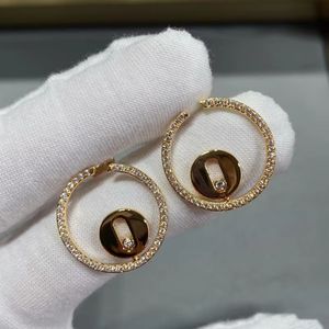 Luksusowe kolczyki dla kobiet krążenie z diamentami kolczyki górne V-Gold mały diament w środkowej geometrycznej prostocie kolczyki klasyczne kolczyki z bałaganem pudełkowym