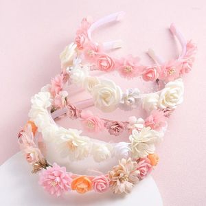 Hair Accessories Artificial Flower Hairbands For Girls Trendy Pearl Cute Kids Headband Flowers Wreath Crown Party Headwear 1pc