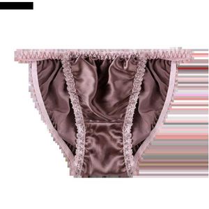 Set sexy 100% mutandine di seta naturale per le donne Estate femminile Lingerie morbida Tinta unita Biancheria intima di pizzo Ragazze sexy Slip Mutandine G-StringL240122