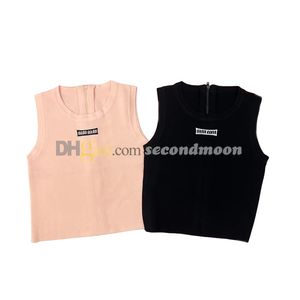 Dragkedja baksida Tanks Toppkvinnor brev Jacquard Vest Spring Summer Tight Vests Designer Sticked T -shirt