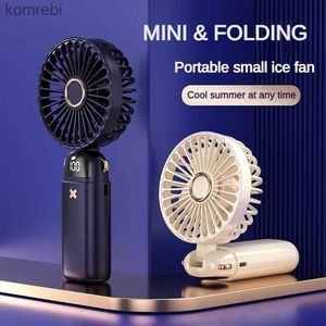 Electric Fans 3000mAh Handheld Mini Fan Foldable Portable Neck Hanging Fans 5 Speed USB Rechargeable Fan with Phone Stand and Display ScreenL240122