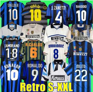 Retro Soccer Jersey Finals 2009 Milito Sneijder Zanetti Milan Eto'o Football 97 98 99 95 96 03 Djorkaeff Baggio Adriano 10 11 07 08 09 Interistuta Zamorano Ronaldo