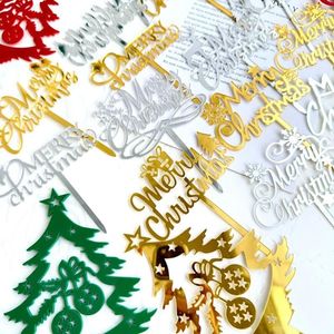 Weihnachtsdekorationen, Ins-Style-Kuchenaufsatz, Dekor, fröhliches Acryl-Ornament, Jahrbaum, Gold, Weihnachtsparty-Zubehör