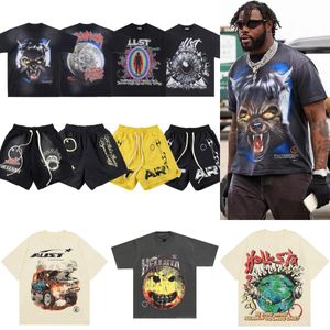 hellstar t shirt designer camisetas gráfico tee roupas hipster lavado Street graffiti Lettering foil print Vintage Preto Solto encaixe hellstar Mens Shorts