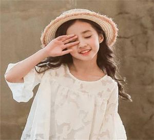 Girls Summer Blus Teenage School Girls Tops and Blackes Cotton White Shirt For Girl Solid Red Shirts Children Clothing 586 Y27426649