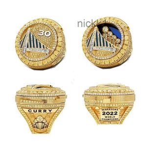 Three Stone Rings 2022 Curry Basketball Warriors Team Championship Ring with Wooden Display Box Souvenir Men Fan Gi Dh476 DIQE