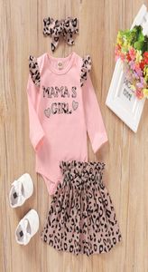 Roupas de bebê menina 12 18 meses rosa manga longa macacão estampa de leopardo saia para crianças pequenas meninas roupas de primavera sets1872635
