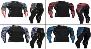 2019 novo conjunto de compressão dos homens correndo collants treino treinamento fitness treino camisas manga longa terno esporte kit rash guard 4xl4023299