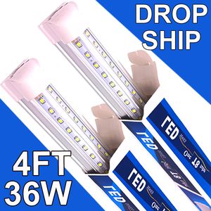 Luminária integrada LED T8 4FT 36W luz de loja LED conectável, luz de teto LED e luz sob o gabinete, para refrigerador, garagem, armazém, tampa transparente 25 pack usastock