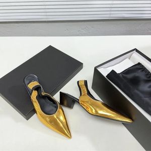 Sandaler Brand Pointy Toe Leather Women High Heel Sticked Belt Pumps Summer Ladies Mules Party Tisters for Woman