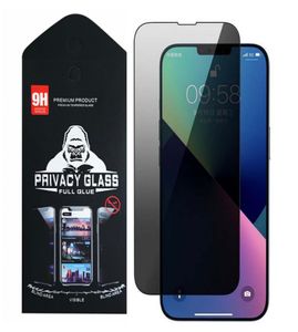 Prywatność szklana szklana ochrona ekranu dla iPhone'a 14 13 12 11 Pro Max XR 7 8 Plus XS z pakietem detalicznym Pełne pokrycie 6825825