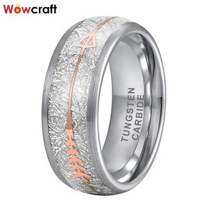 Bands 8mm Trendy Tungsten Carbide Wedding Band Jewelry for Men Women Engagement Promise Ring Arrow Meteorite Inlay I Love You Engraved