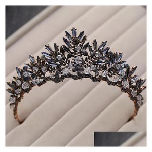 Hair Jewelry Baroque Bronze Black Red Crystal Beads Bridal Tiaras Diadem Pageant Crown For Bride Headband Accessories Y200409 Drop De Dhjwp